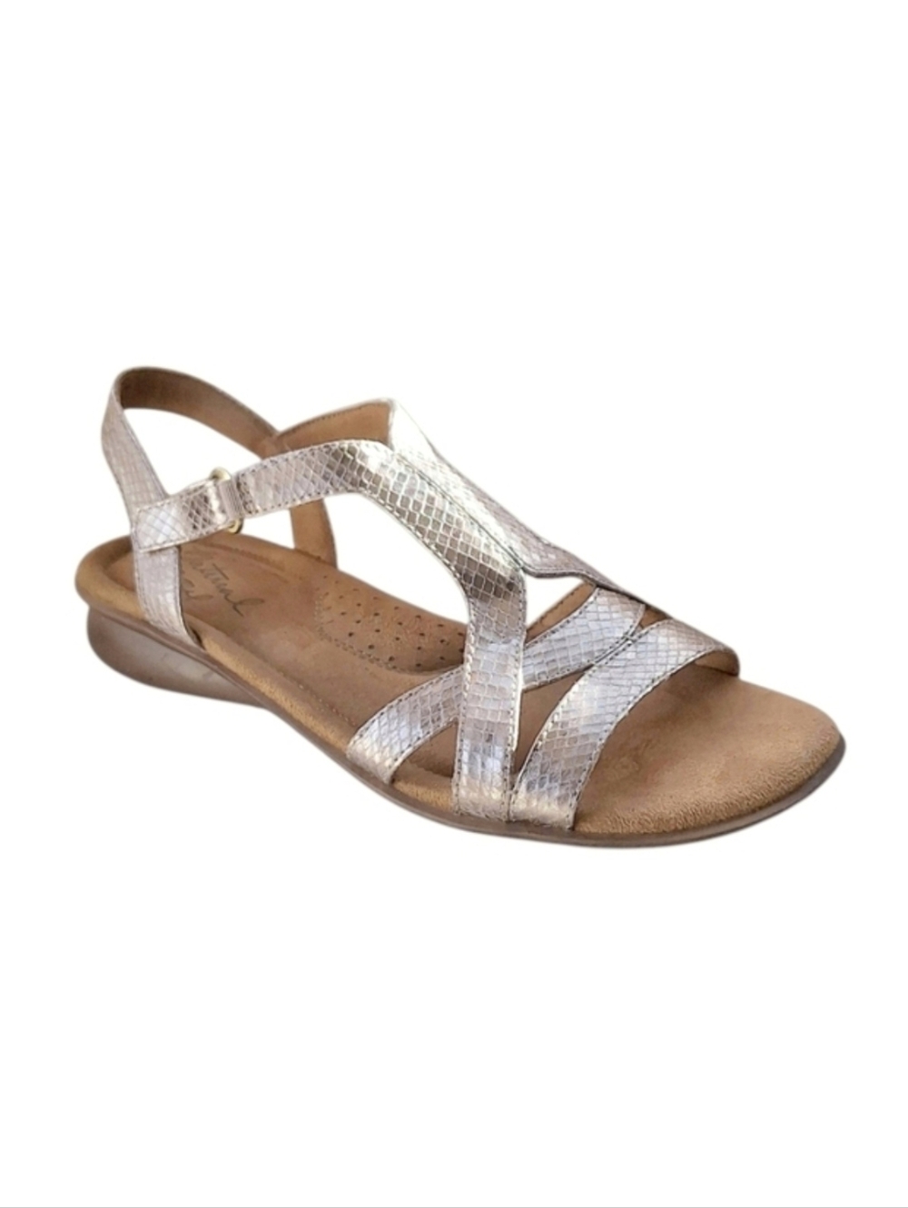 Naturalizer Natural Soul Metallic Gold Strappy Sandal Flat 9.5